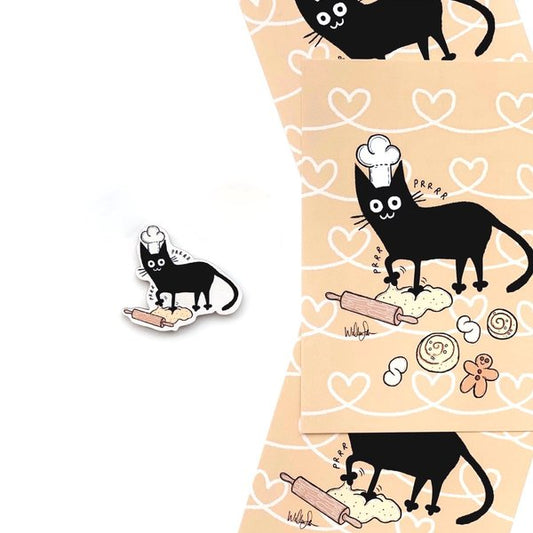 Leipurikissa, magneetti, MustaKissa Design