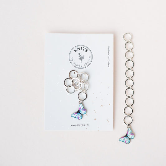 Kerroslaskuri turkoosi perhonen. Saatavilla NordicKitty verkkokaupasta.